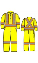 TS.5858 TecaSafe Plus 7oz. Permanent Fire & Arc Resistant Unlined Coverall with FR T4 Sew on Reflective Silver and Orange 4" Stripes